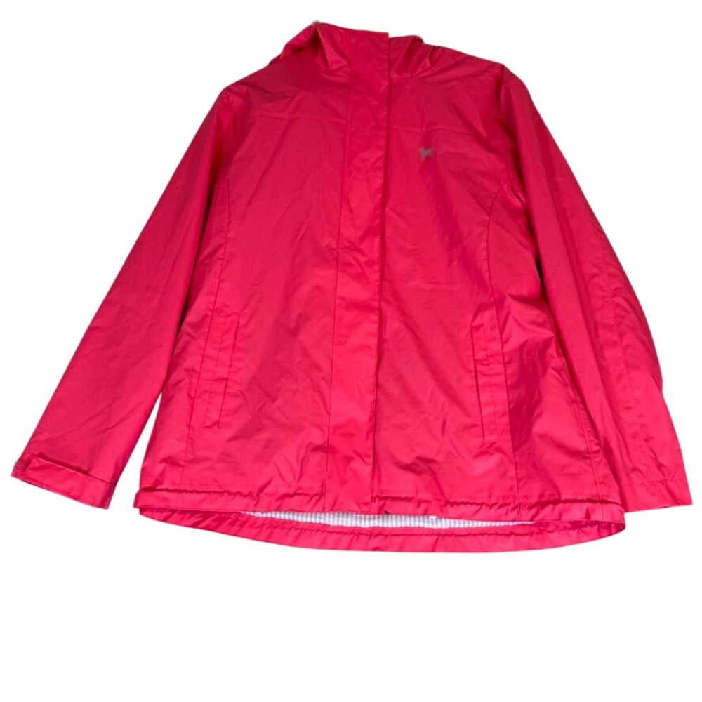 The Black Dog Pink Hooded Rain Jacket Gingham Lined Full Zip Women Large